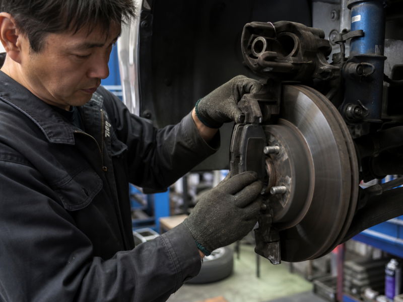 ジープ Wrangler パッド残量僅少 パッド交換 施工事例 ハードワーカーズ 仙台店
