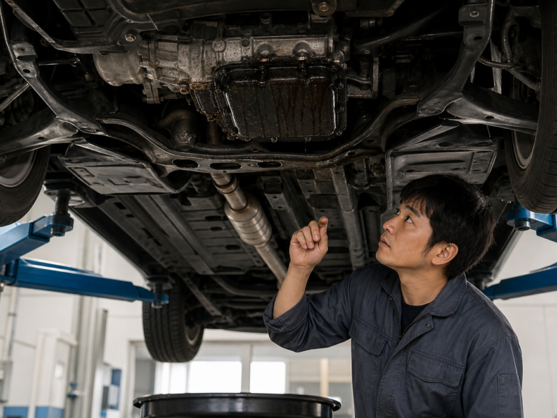 ポルシェ Cayenne エンジンオイル漏れ 症状2 施工事例 ハードワーカーズ 仙台店